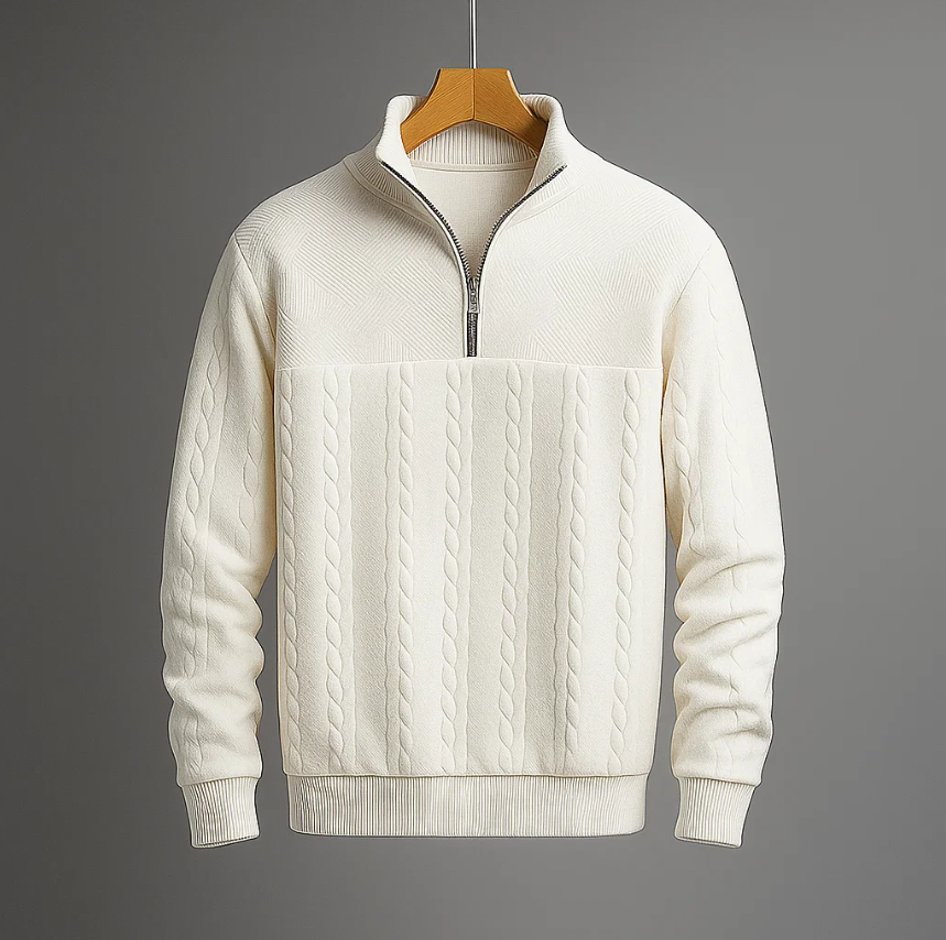 Men's Cable-Knit Quarter Zip Pullover Sweater