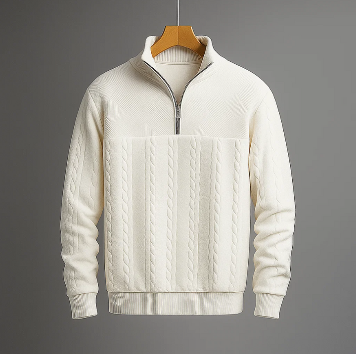 Men's Cable-Knit Quarter Zip Pullover Sweater
