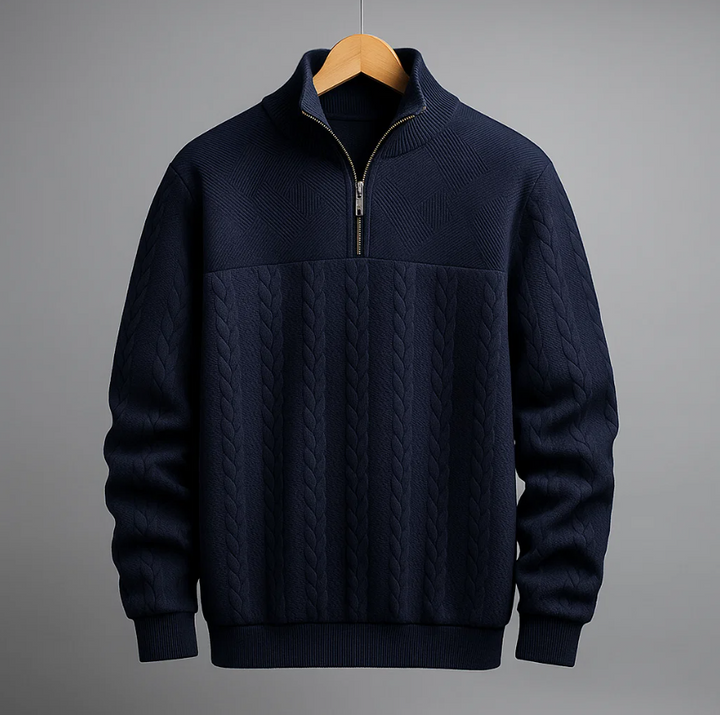 Men's Cable-Knit Quarter Zip Pullover Sweater