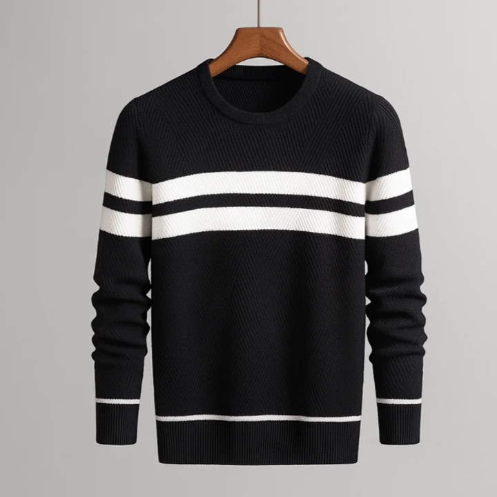 Men's Striped Crewneck Knit Pullover Sweater