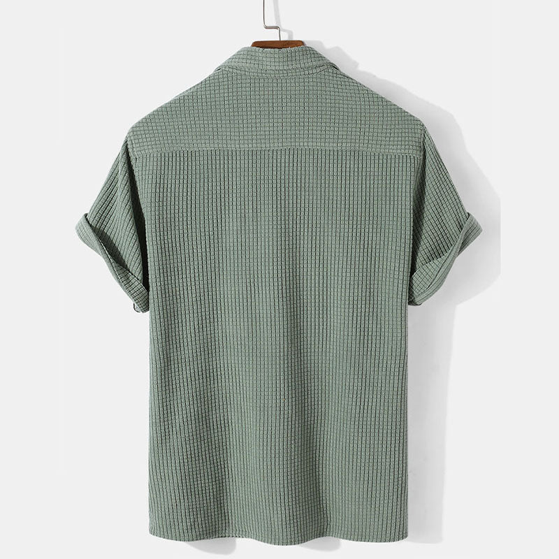 Men's Textured Cotton Waffle Knit Short Sleeve Polo