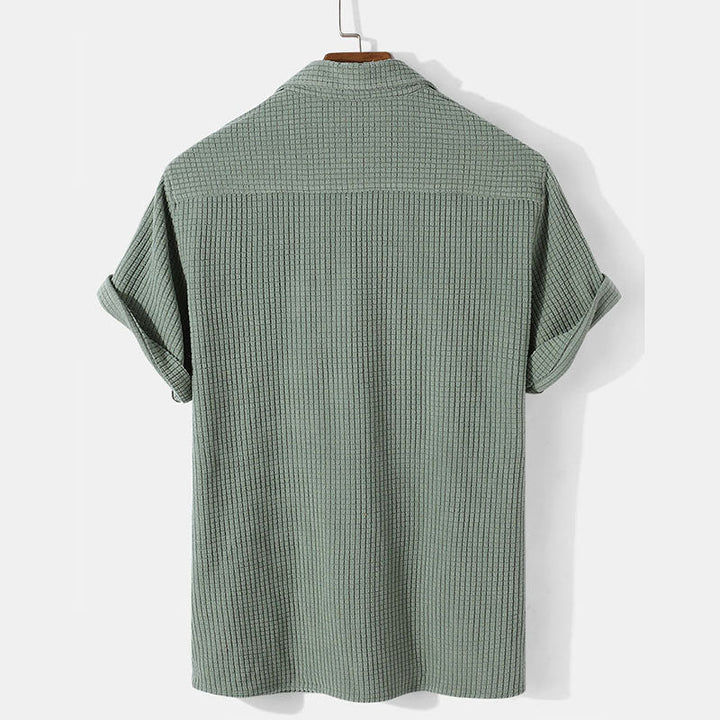 Men's Textured Cotton Waffle Knit Short Sleeve Polo