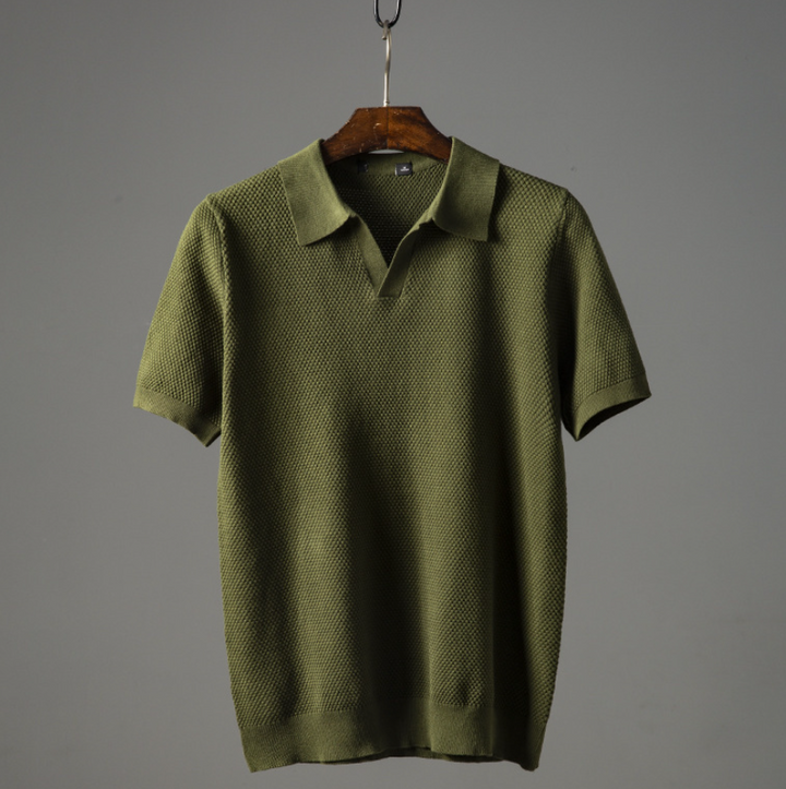 Men's Cotton Waffle Knit Textured Comfortable Polo