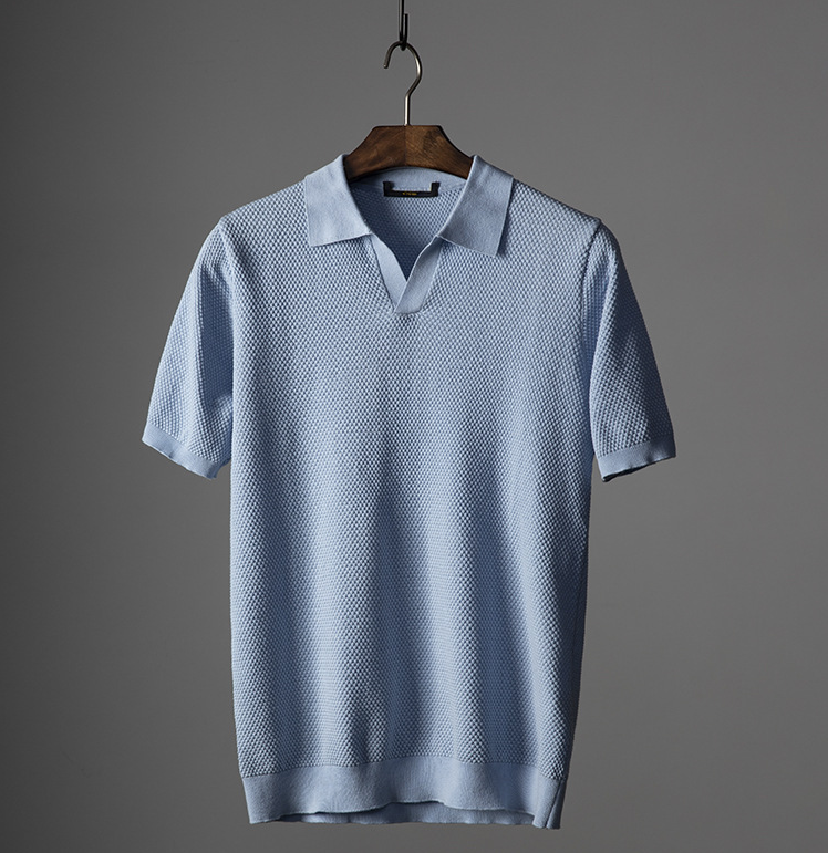 Men's Cotton Waffle Knit Textured Comfortable Polo