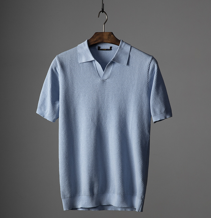 Men's Cotton Waffle Knit Textured Comfortable Polo