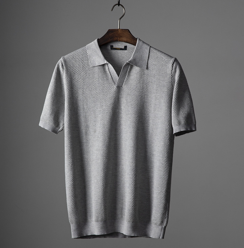 Men's Cotton Waffle Knit Textured Comfortable Polo