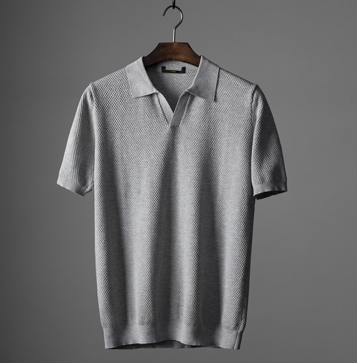 Men's Cotton Waffle Knit Textured Comfortable Polo