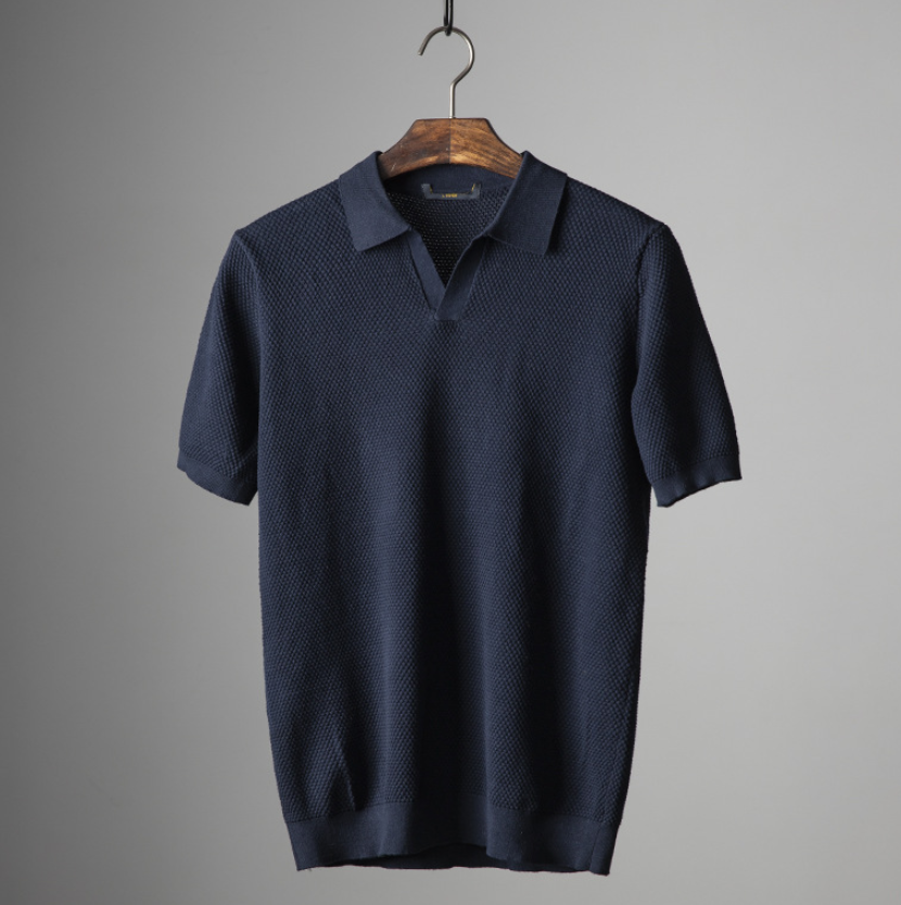 Men's Cotton Waffle Knit Textured Comfortable Polo