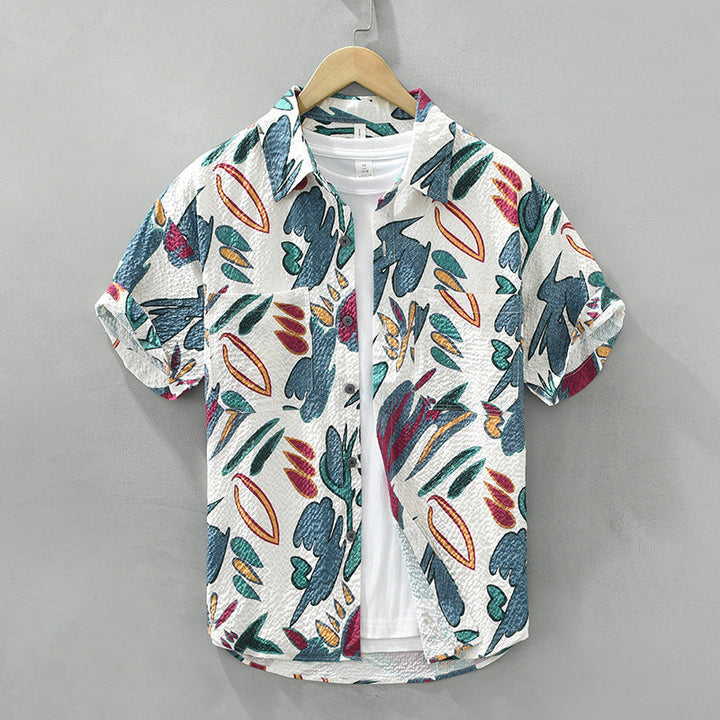 Men’s Abstract Tropical Lightweight Summer Short Sleeve Shirt