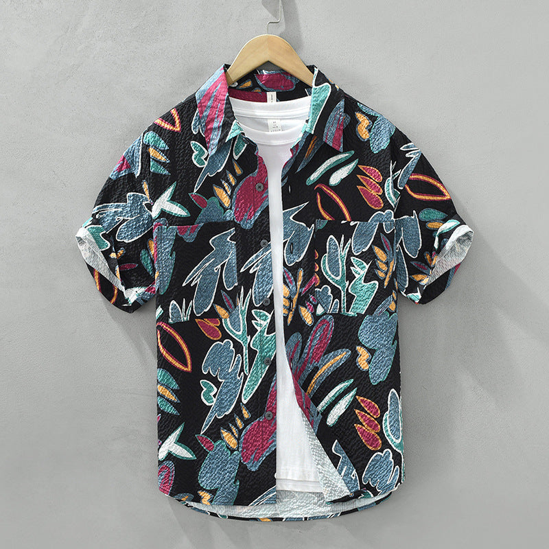 Men’s Abstract Tropical Lightweight Summer Short Sleeve Shirt