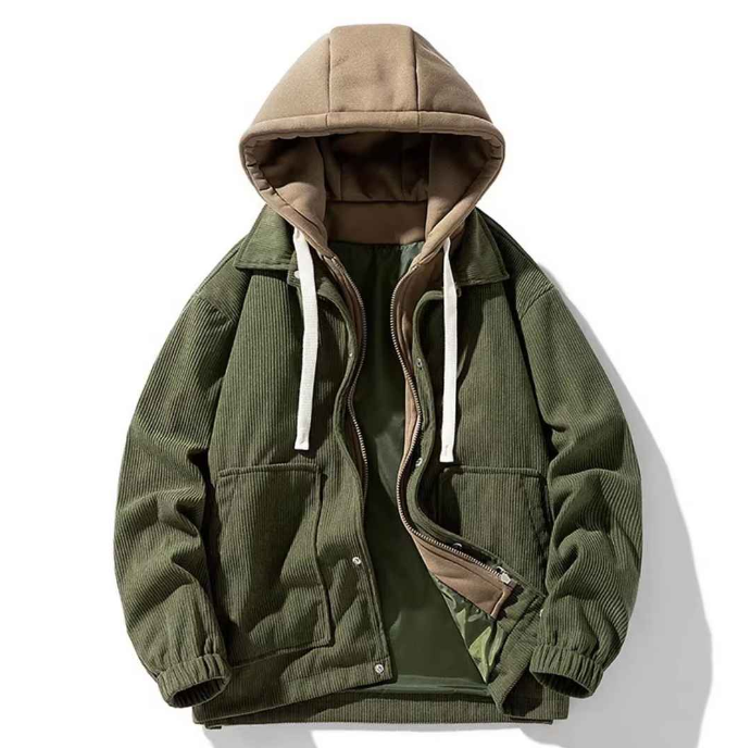 Unisex Corduroy Warm Winter Hoodie Jacket