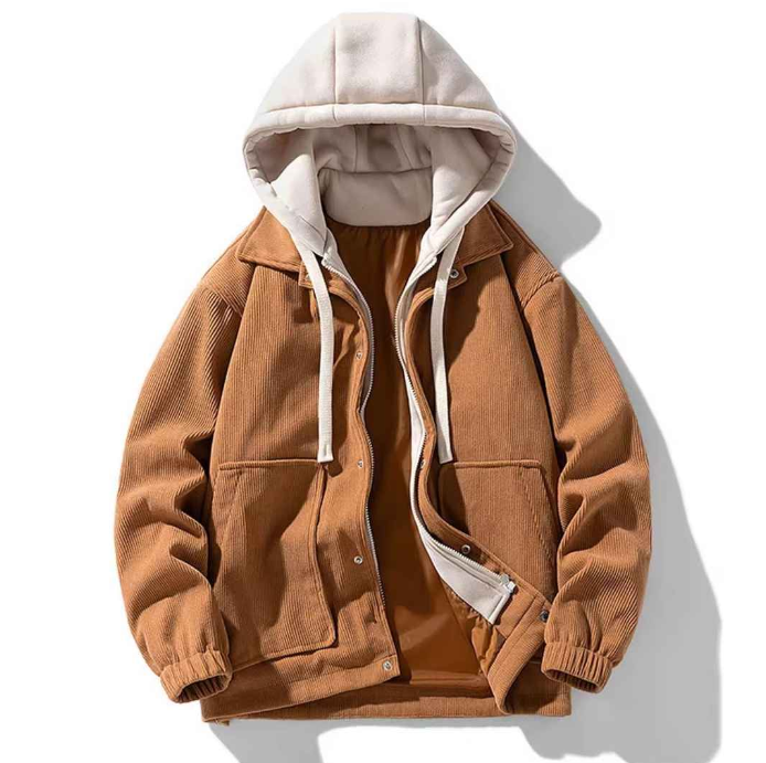 Unisex Corduroy Warm Winter Hoodie Jacket