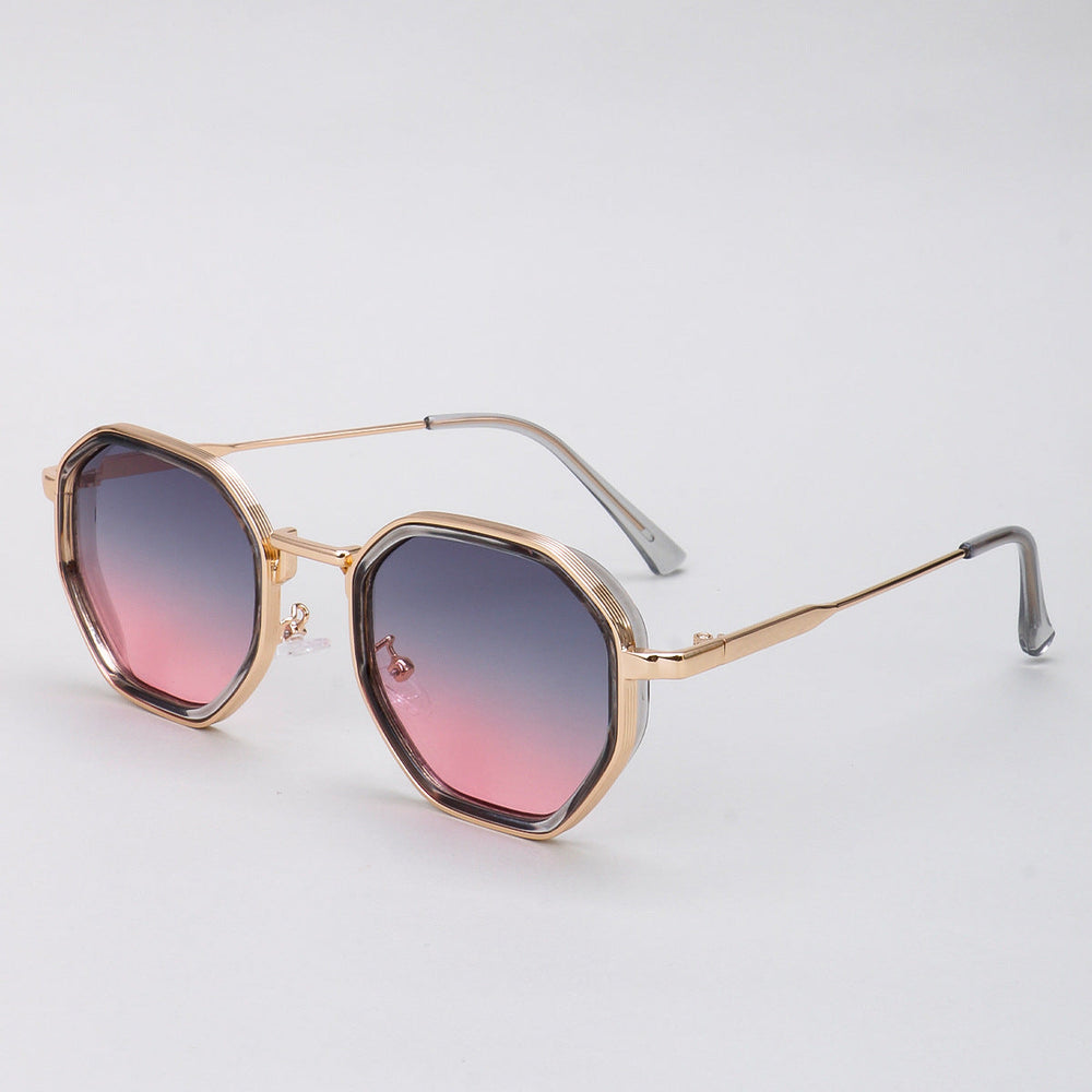 Unisex Geometric Retro Sunglasses – UV400 Gradient Lens Metal Frame Shades