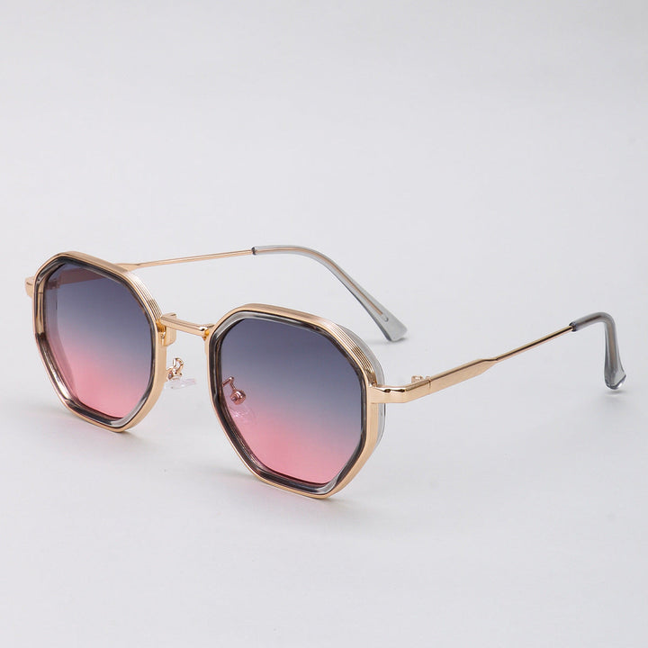 Unisex Geometric Retro Sunglasses – UV400 Gradient Lens Metal Frame Shades