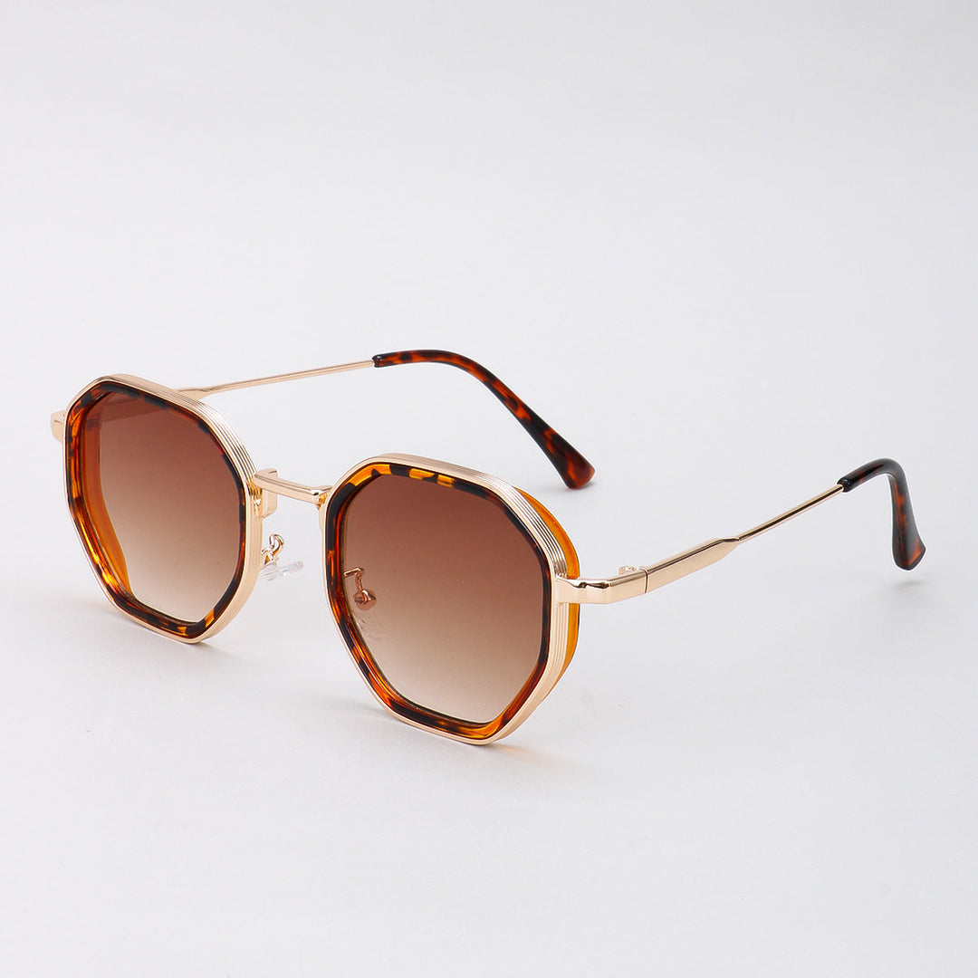Unisex Geometric Retro Sunglasses – UV400 Gradient Lens Metal Frame Shades