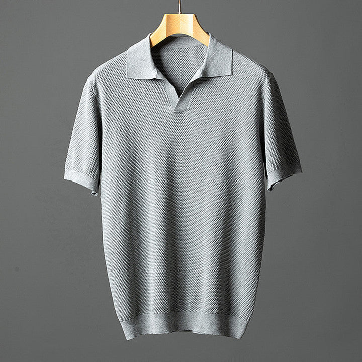 Men's Cotton Textured Knit Short Sleeve Breathable Polo