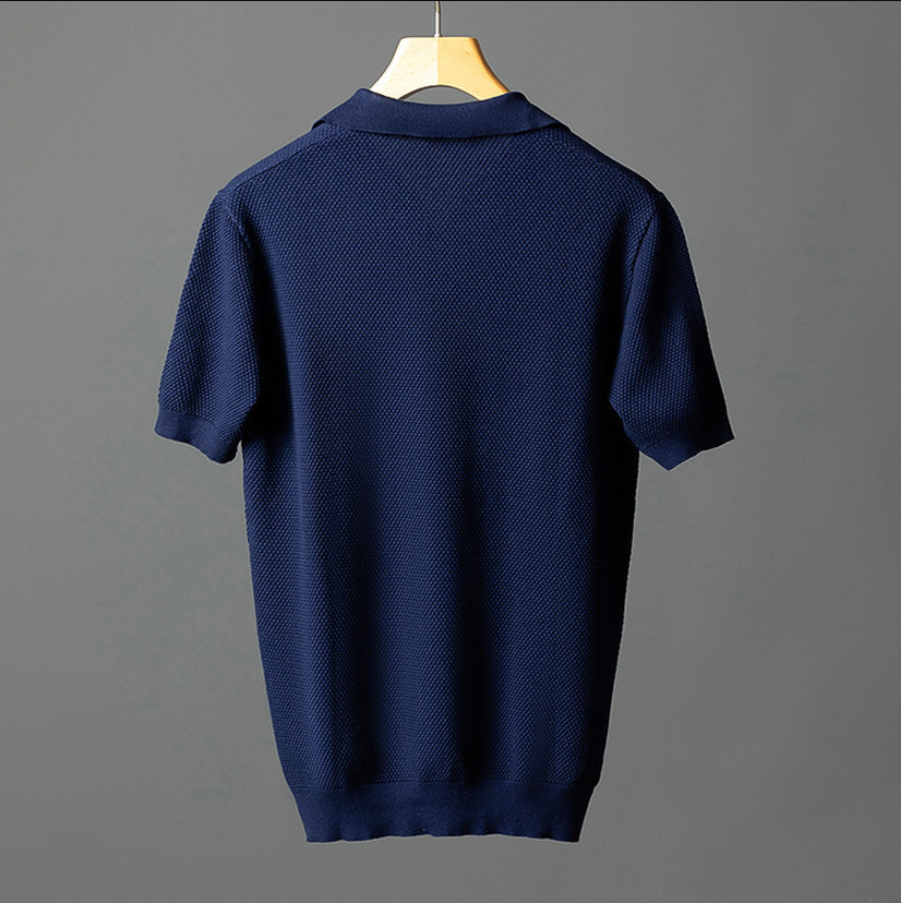 Men's Cotton Textured Knit Short Sleeve Breathable Polo