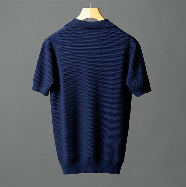 Men's Cotton Textured Knit Short Sleeve Breathable Polo