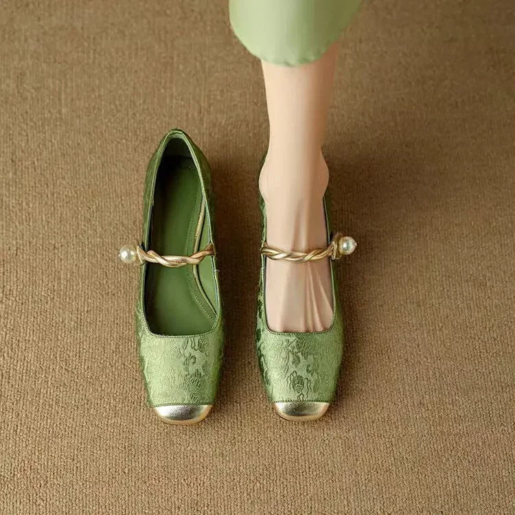 Women's Camilla Pearl Strap Rhinestone Slip-On Pumps
