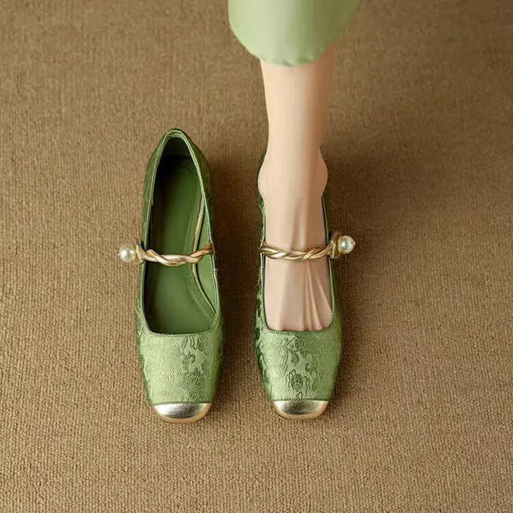 Women's Camilla Pearl Strap Rhinestone Slip-On Pumps