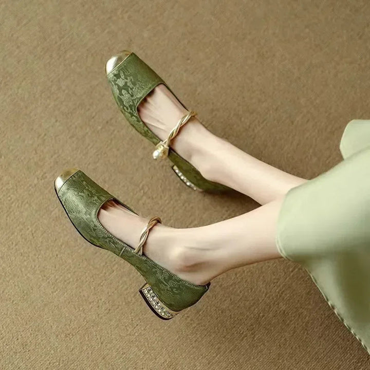 Women's Camilla Pearl Strap Rhinestone Slip-On Pumps
