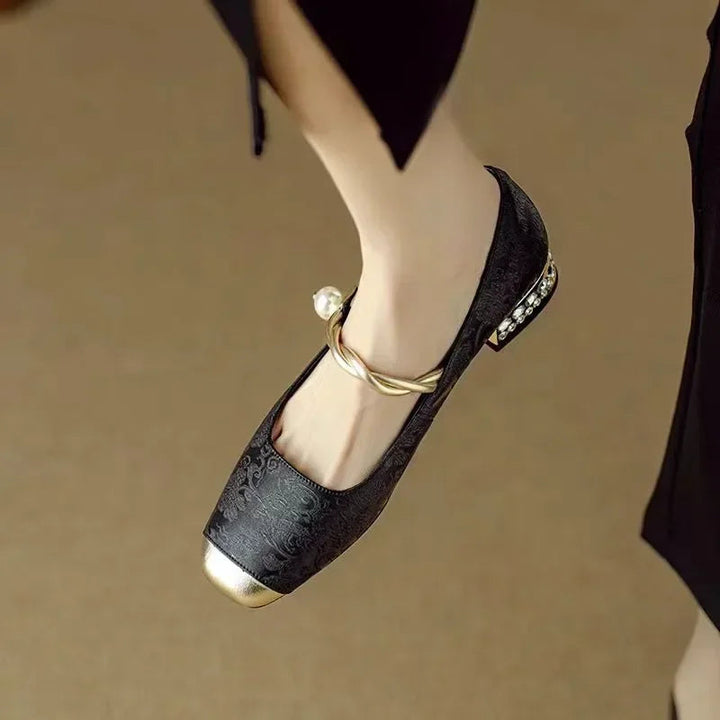 Women's Camilla Pearl Strap Rhinestone Slip-On Pumps