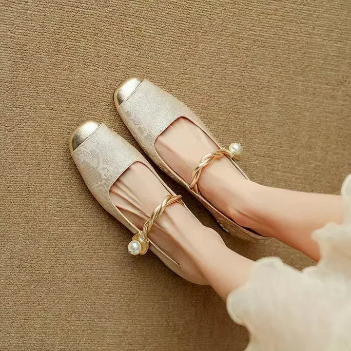 Women's Camilla Pearl Strap Rhinestone Slip-On Pumps