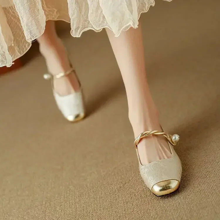 Women's Camilla Pearl Strap Rhinestone Slip-On Pumps