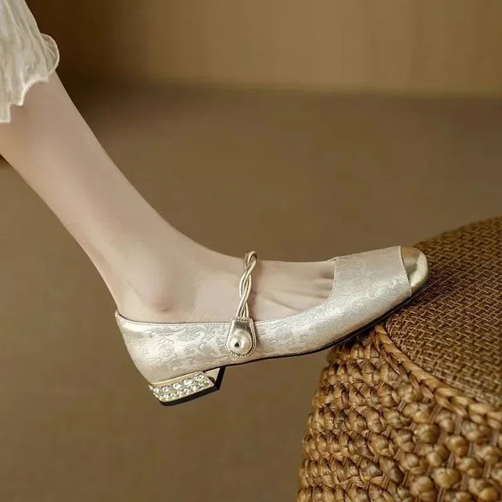 Women's Camilla Pearl Strap Rhinestone Slip-On Pumps
