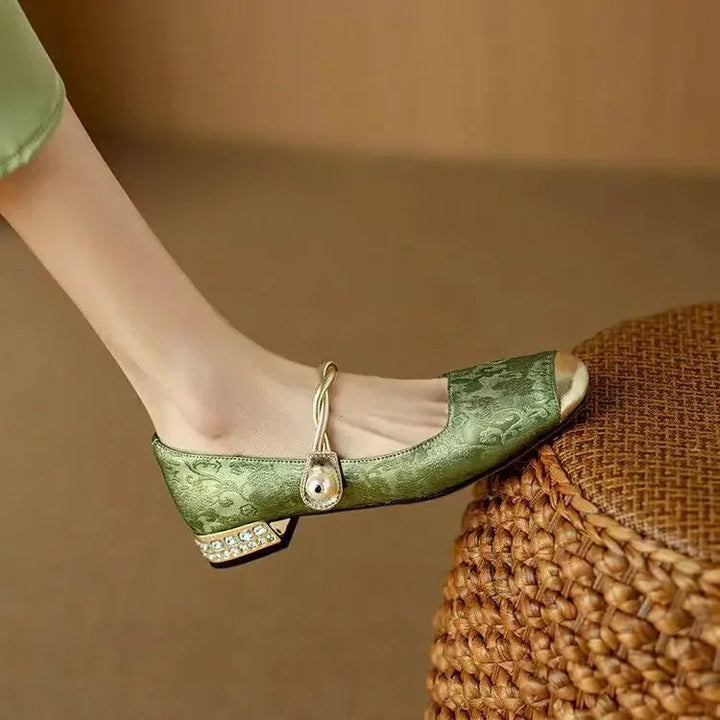 Women's Camilla Pearl Strap Rhinestone Slip-On Pumps
