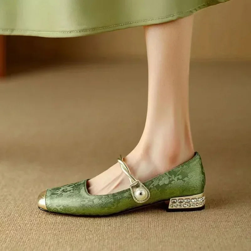 Women's Camilla Pearl Strap Rhinestone Slip-On Pumps