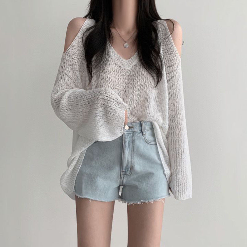 Women's Cassandra Cold Shoulder Knit One Size Sweater