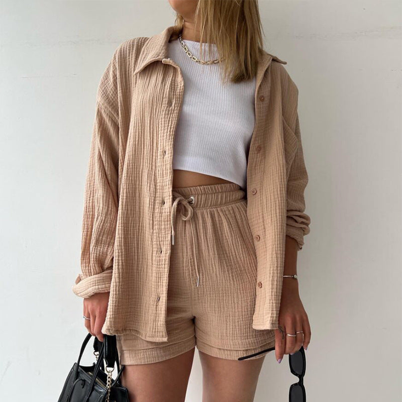 Women's Cotton Textured Two Piece Lounge Set