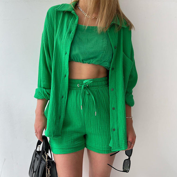 Women's Cotton Textured Two Piece Lounge Set