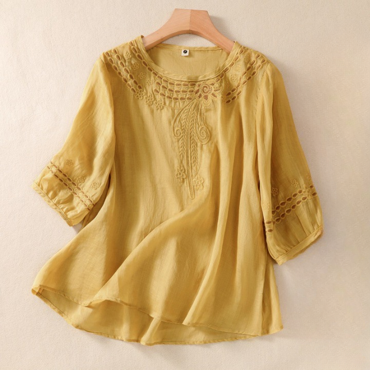Women's Fiona Cotton Embroidered Boho Top Blouse