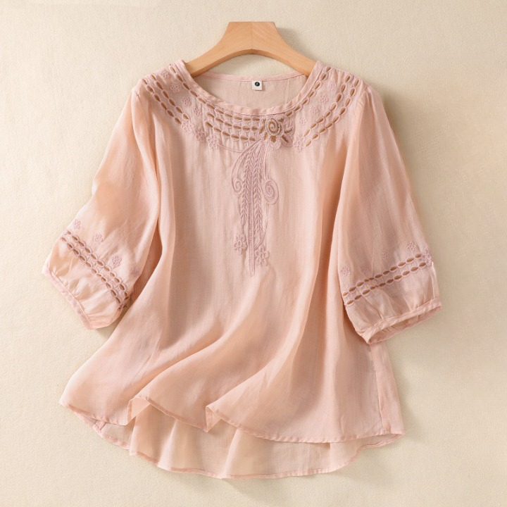 Women's Fiona Cotton Embroidered Boho Top Blouse