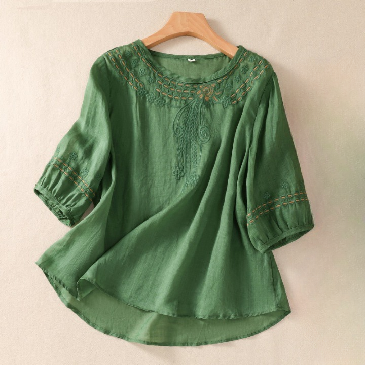 Women's Fiona Cotton Embroidered Boho Top Blouse