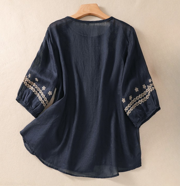 Women's Fiona Cotton Embroidered Boho Top Blouse