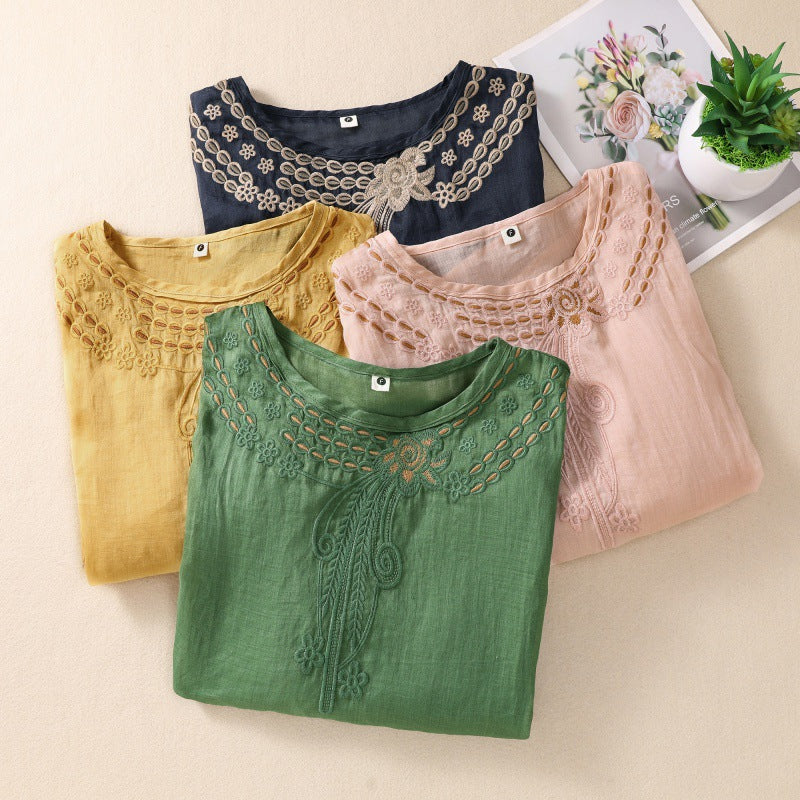 Women's Fiona Cotton Embroidered Boho Top Blouse