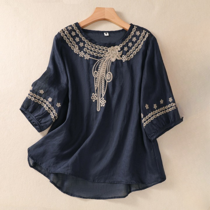 Women's Fiona Cotton Embroidered Boho Top Blouse