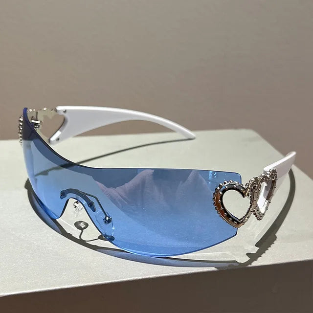 Women's Heart Rhinestone UV400 Lightweight Sunglasses