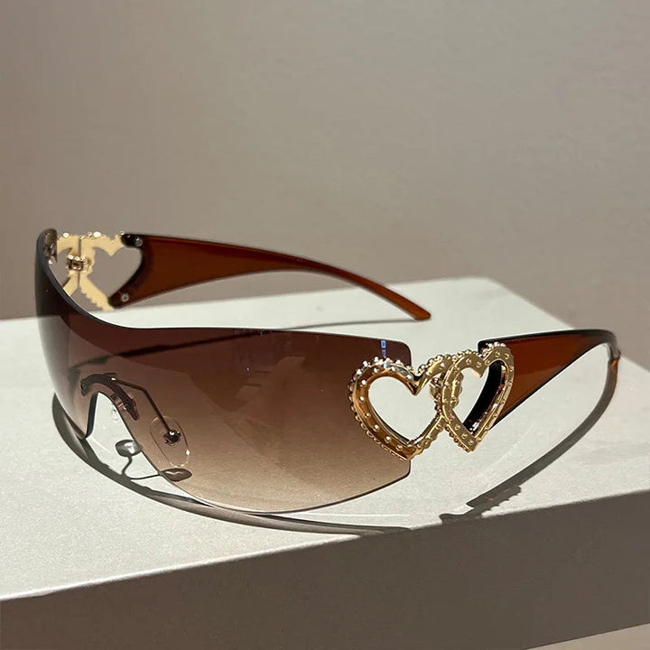 Women's Heart Rhinestone UV400 Lightweight Sunglasses