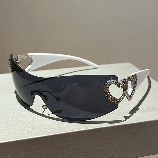 Women's Heart Rhinestone UV400 Lightweight Sunglasses