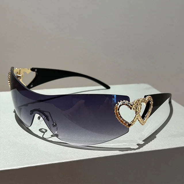 Women's Heart Rhinestone UV400 Lightweight Sunglasses