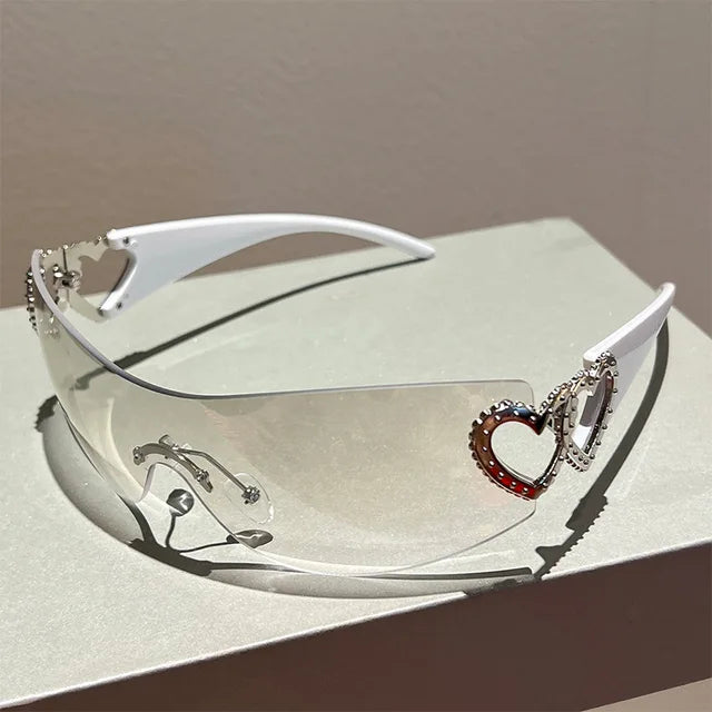 Women's Heart Rhinestone UV400 Lightweight Sunglasses