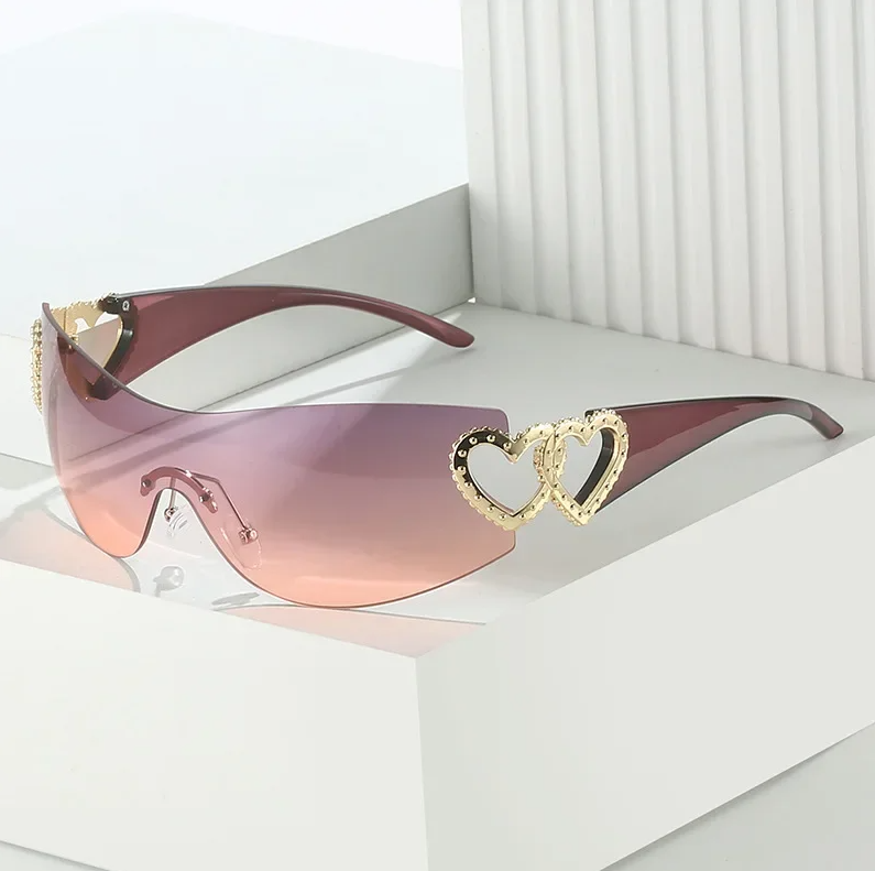 Women's Heart Rhinestone UV400 Lightweight Sunglasses