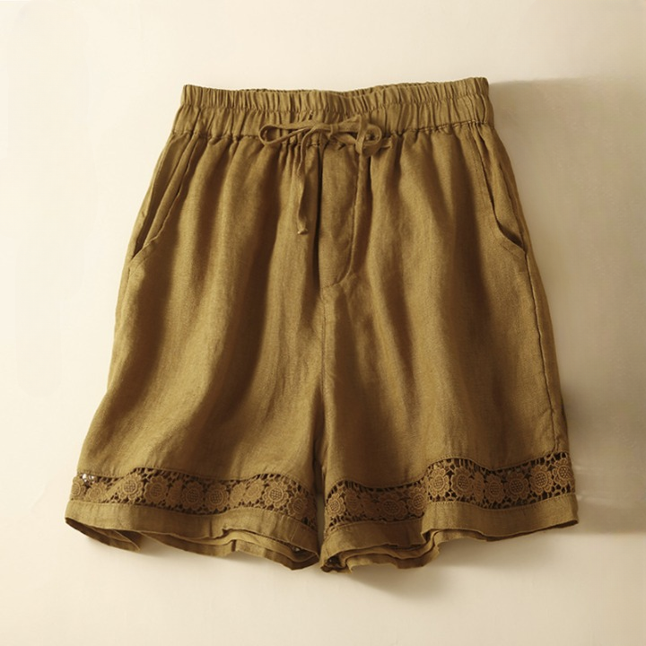 Women's Isabella Linen Drawstring Floral Boho Shorts
