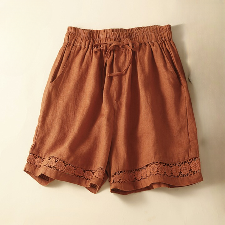 Women's Isabella Linen Drawstring Floral Boho Shorts