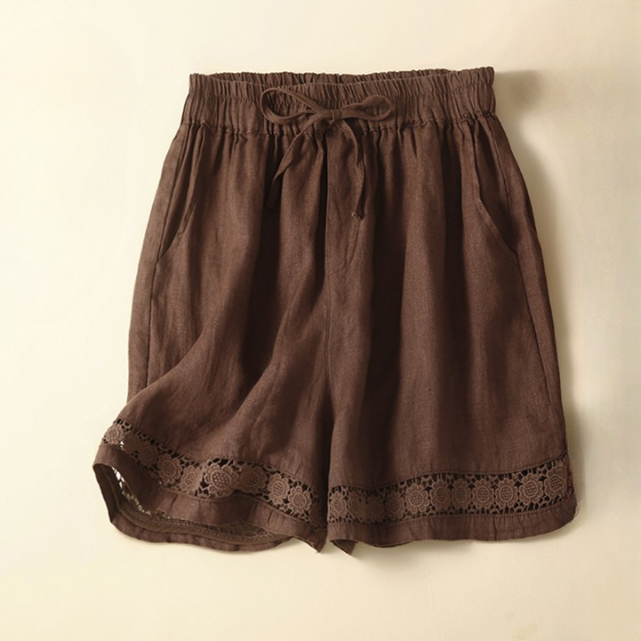 Women's Isabella Linen Drawstring Floral Boho Shorts