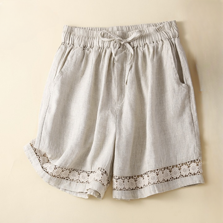Women's Isabella Linen Drawstring Floral Boho Shorts